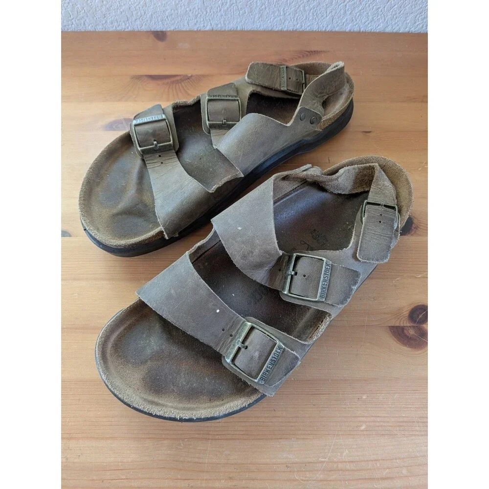 BIRKENSTOCK Sandals Milano Crosstown Mens Brown SIZE M 12 EU 45 Backstrap Rugged